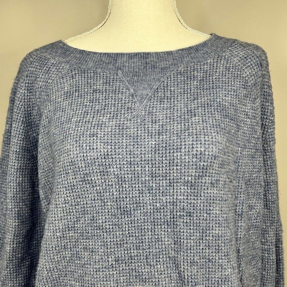 J Crew Blue Waffle Knit Merino Wool Blend Sweater Size XS Relaxed Fit - Picture 2 of 12